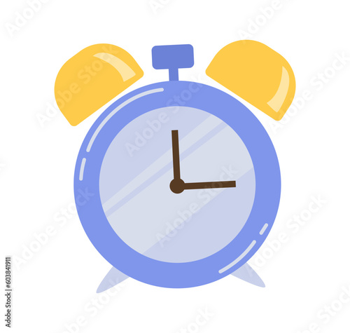 School clock concept. Organization of educational and working process, time management. Organizer and alarm. Symbol of wake up at morning. Cartoon flat vector illustration