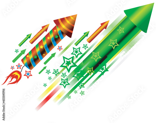 Illustrated isolated fireworks for your seasonal designs.