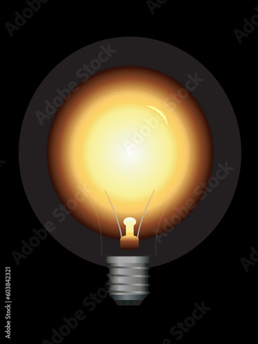 Bright and glowing light bulb in vector format.