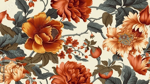 Intricate oriental flower pattern