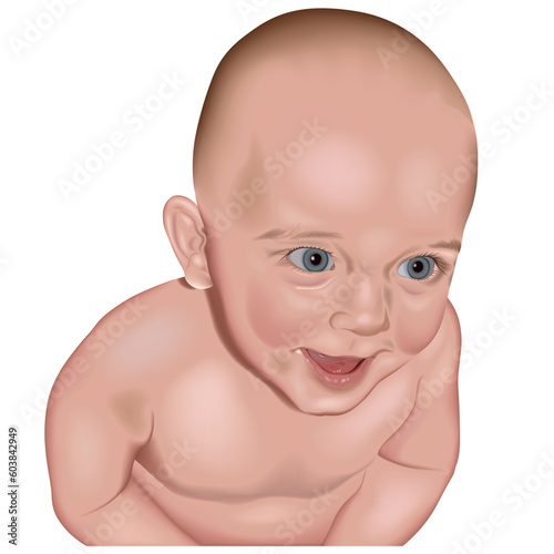 Baby - Child - Photorealistic coloured vector illustration.