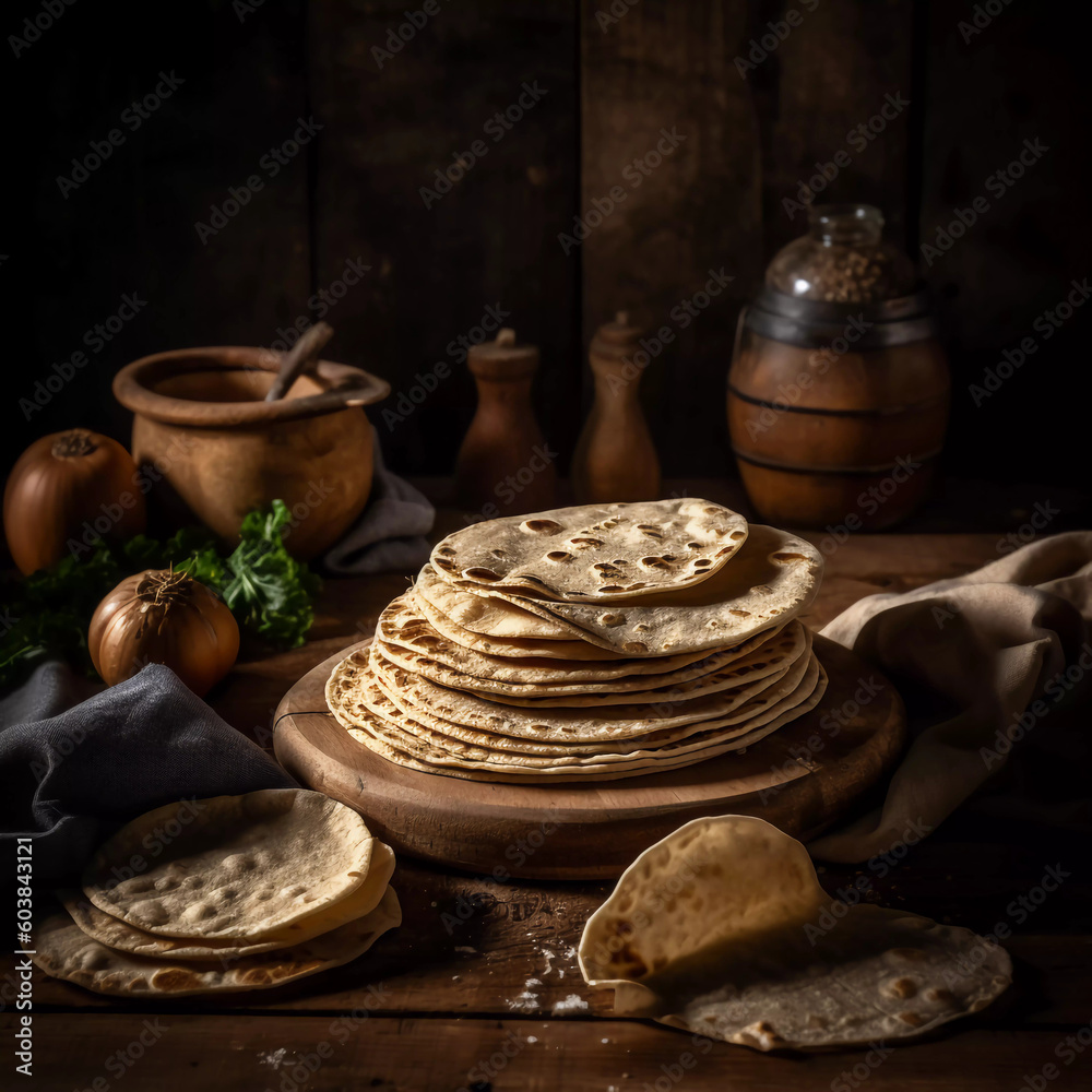 Golden Delights: Mouthwatering Homemade Tortillas, Taco, Burrito, Mexico, Food,