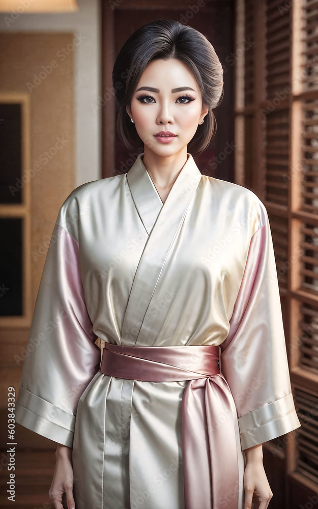 portrait of beautiful asian woman in traditional outfit, generative AI portrait of beautiful asian woman in traditional outfit, generative AI