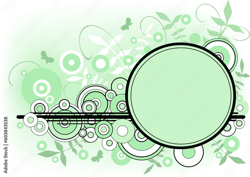 Vector design of green circles and plant elements Vector design of green circles and plant elements