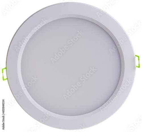 round recessed ceiling spotlight on a white background