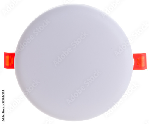 round recessed ceiling spotlight on a white background