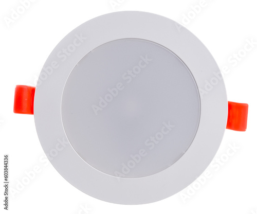 round recessed ceiling spotlight on a white background