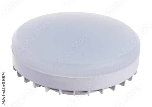 round recessed ceiling spotlight on a white background