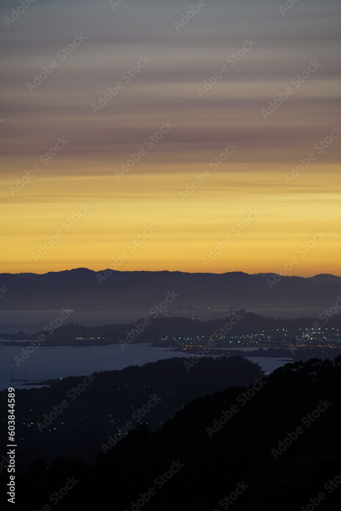 Beautiful sunset view from Grizzly Peak in Berkeley, California Beautiful sunset view from Grizzly Peak in Berkeley, California