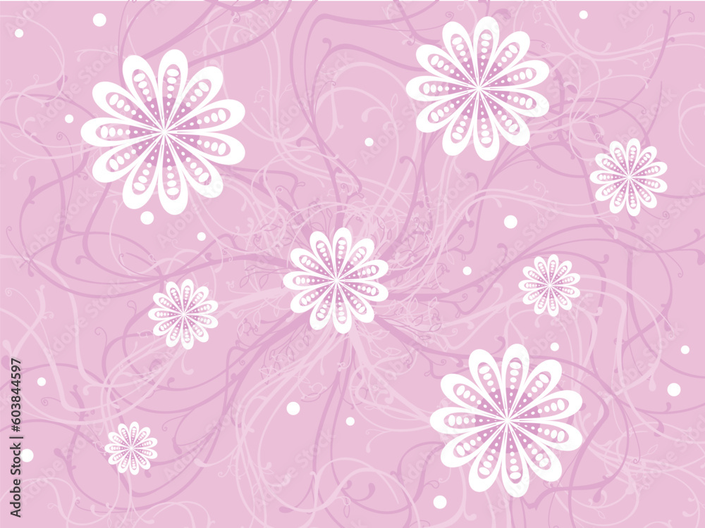 Floral background with swirls, leaves and curls