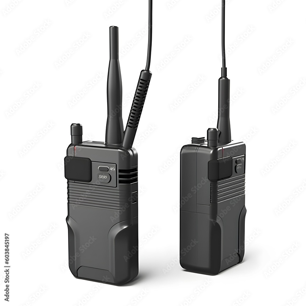 realistic single,Walkietalkie set twoway radio ,side view,white