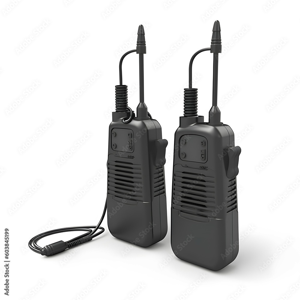 realistic single,Walkietalkie set twoway radio ,side view,white