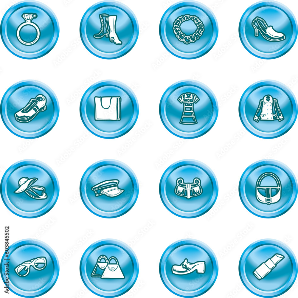 A set of fashion, clothes and accessory icons A set of fashion, clothes and accessory icons