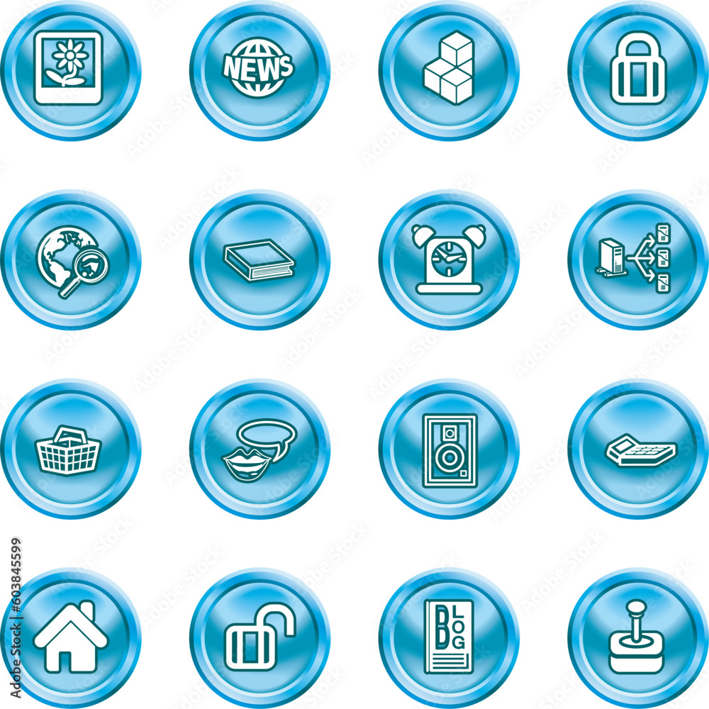 A set of internet and computing media icons. No meshes used A set of internet and computing media icons. No meshes used