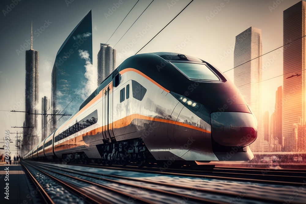 Naklejka premium Futuristic speed train