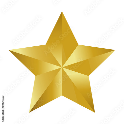 Isolated gold star on white background. 