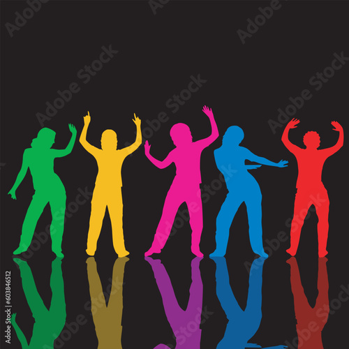 Silhouettes of different people dancing