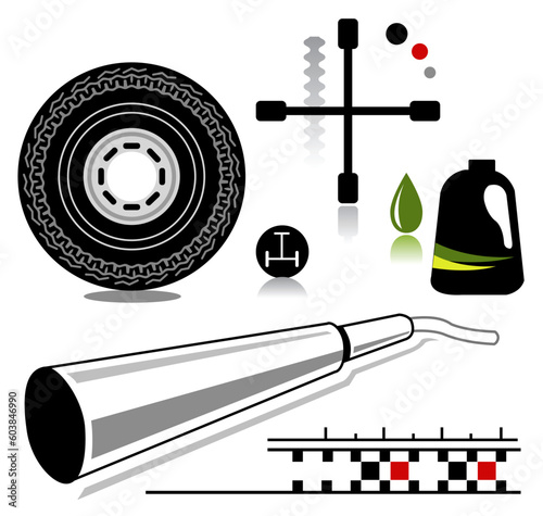 automotive service and repair related icons