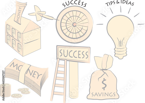 Simple graphic business & corporate motif and icons