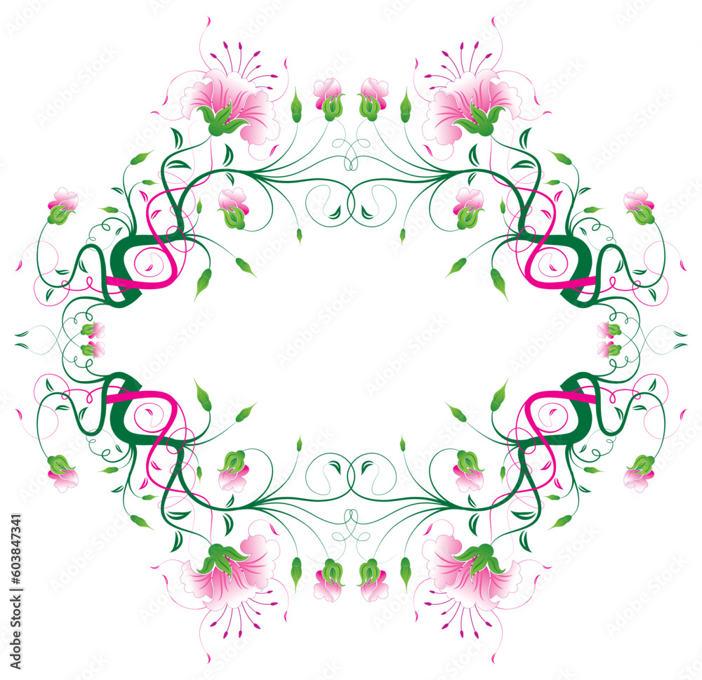 Abstract flower frame, element for design, vector illustration