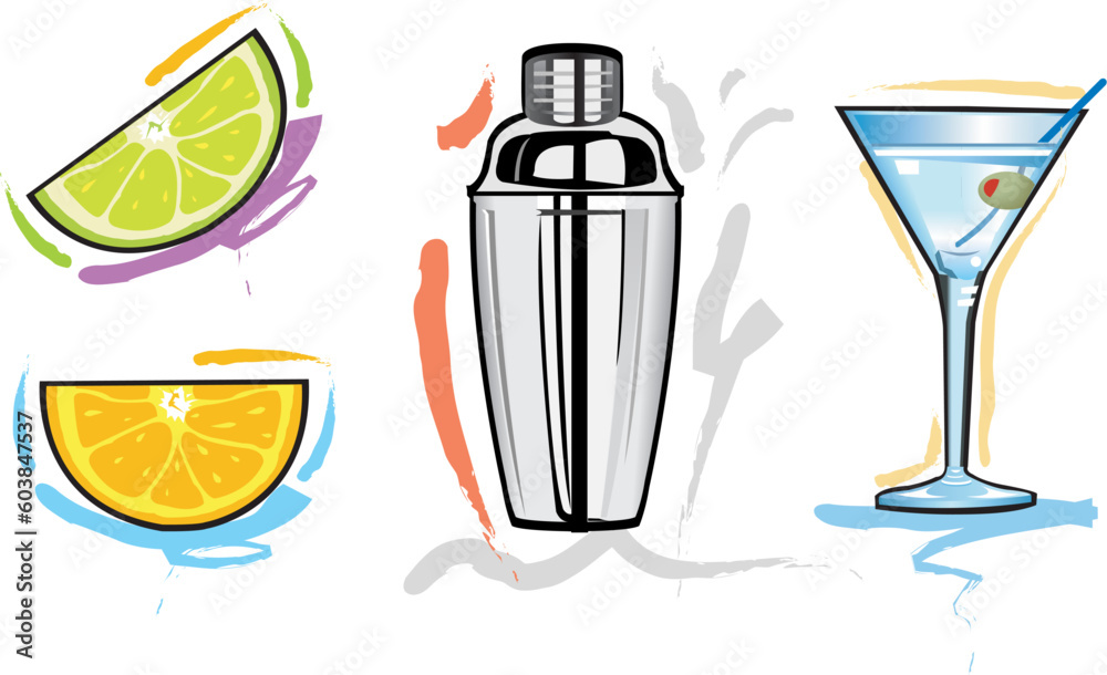 The essential kit for the serious bartender. File available in eps8 (compressed zip folder) The essential kit for the serious bartender. File available in eps8 (compressed zip folder)