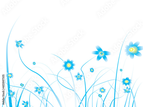Floral background design with subtle blue colours and blank space to add your own text
