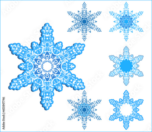 vector snowflakes / One form and 5 variants for use