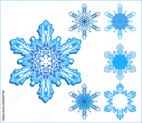 vector snowflakes / One form and 5 variants for use