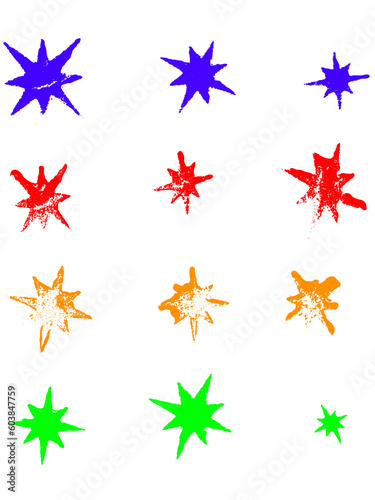 12 Grunge Stars  Transparent Vectors so they can be overlaid on to other illustrations etc 