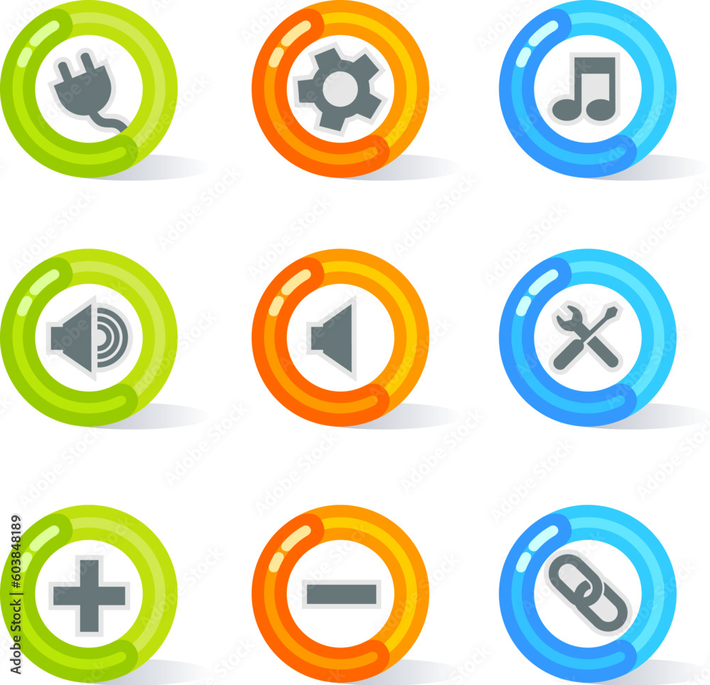 Stylish colorful gel Icons with device symbols; easy edit layered files. Stylish colorful gel Icons with device symbols; easy edit layered files.