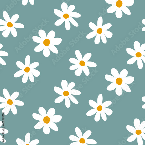 Hand draw daisy flower background pattern vector. Minimalist floral seamless illustration.