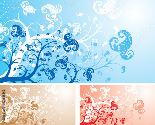 Floral background with variants color, vector illustration