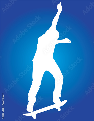 Skater vector silhouette in the midst of a backside 180.