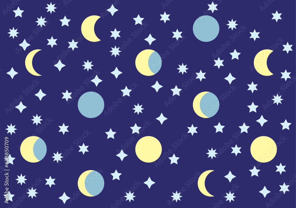 The moon and stars. A background. A vector illustration.