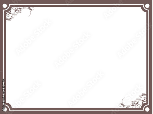 Brown flowerl border frame on white background illustration