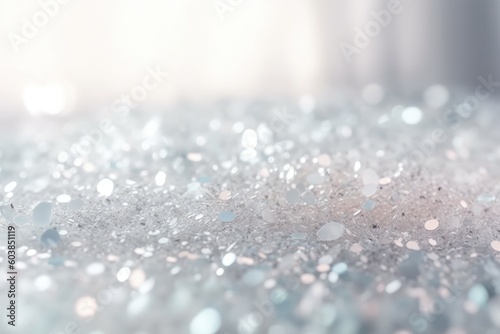 Sparkling background in silver and white tones. Ai generative.