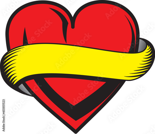 Vector heart with name banner on top. Vector art in eps format