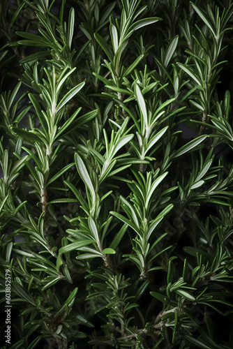 Fresh rosemary leaves filling the entire frame, fresh herbs, generative AI