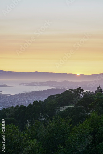 Beautiful view of the sunset from Grizzly Peak in Berkeley, California