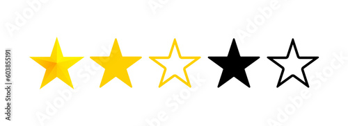 Star. Different styles, color, set of stars. Vector icons.