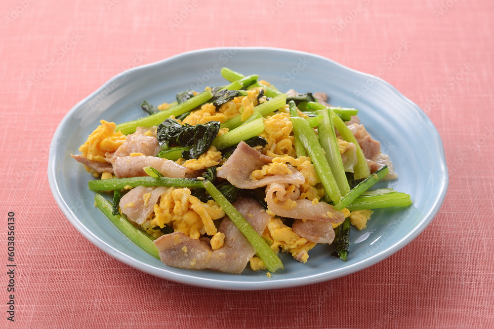 豚肉と小松菜の中華風卵炒め 豚肉と小松菜の中華風卵炒め