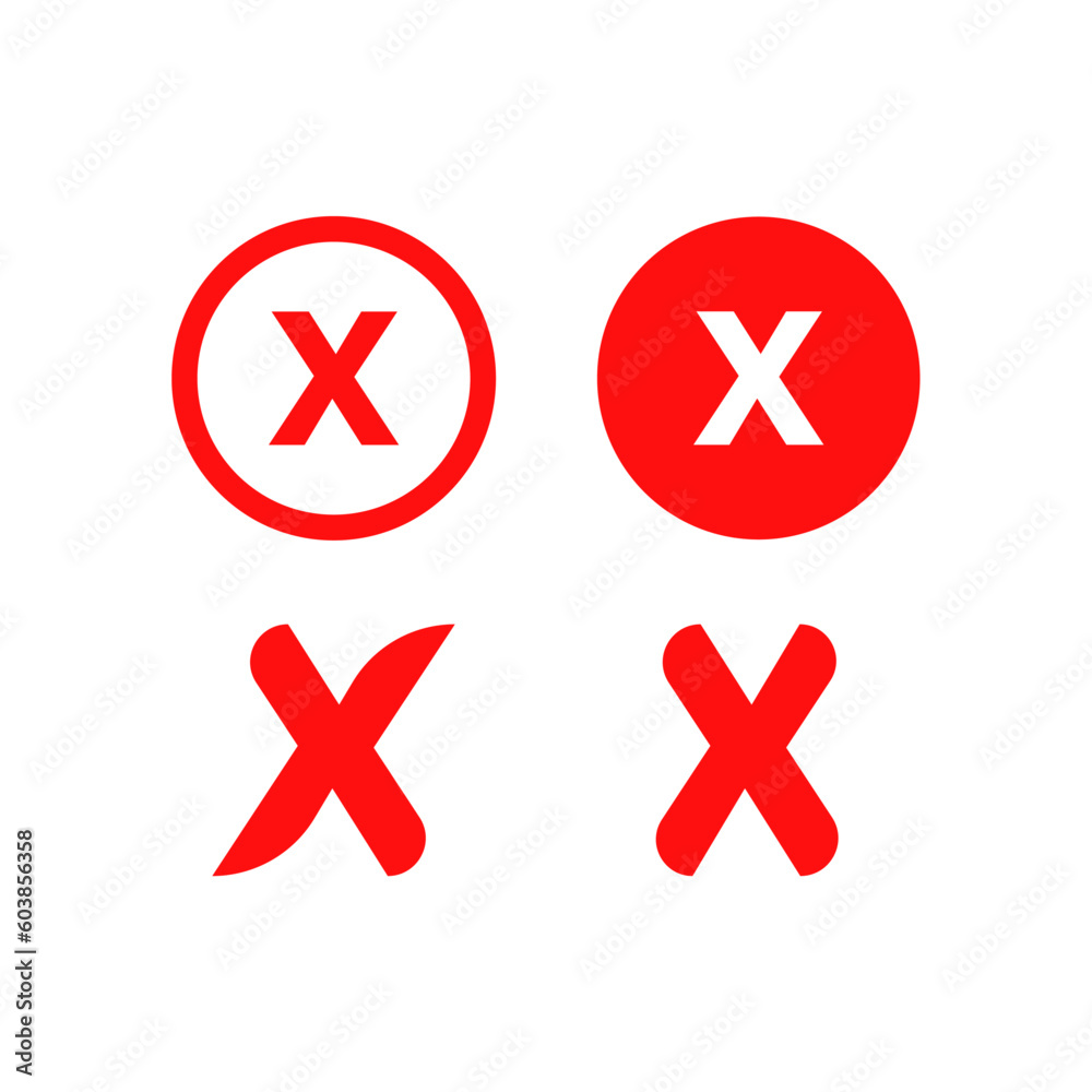 vector cross icon set. red cross icon. sign and symbol disagree. Wrong icon for application user interface and design elements vector cross icon set. red cross icon. sign and symbol disagree. Wrong icon for application user interface and design elements