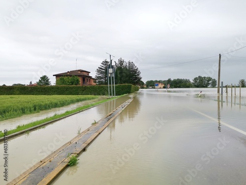 Town Castel Guelfo flood in Bologna, italy 17 may 2023 photo
