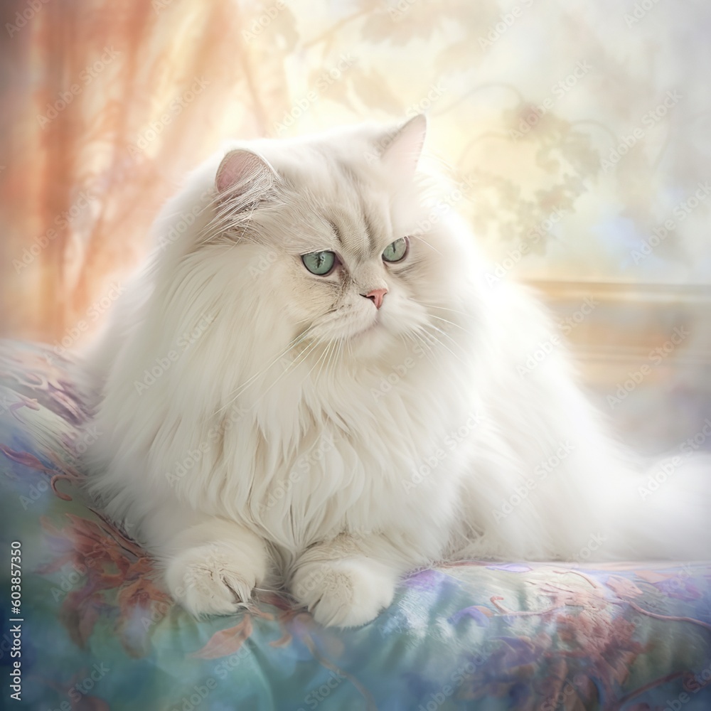 Pastel Dreams: Persian Cat in Serene Surroundings