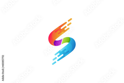 letter s colorful gradient logo and swoosh effect