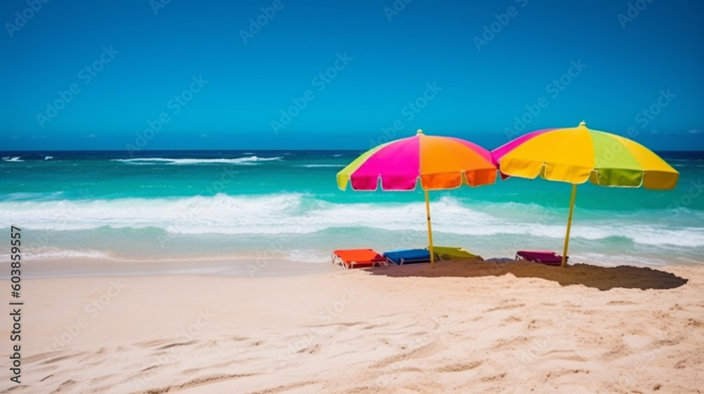 beach umbrella on the beach in summer
