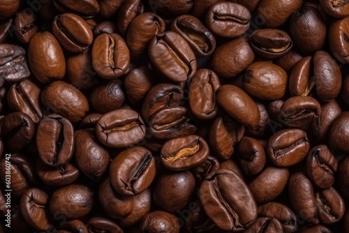 Texture of coffee beans. Roasted coffee beans background