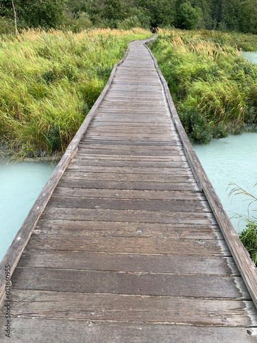 wooden bridge over the river