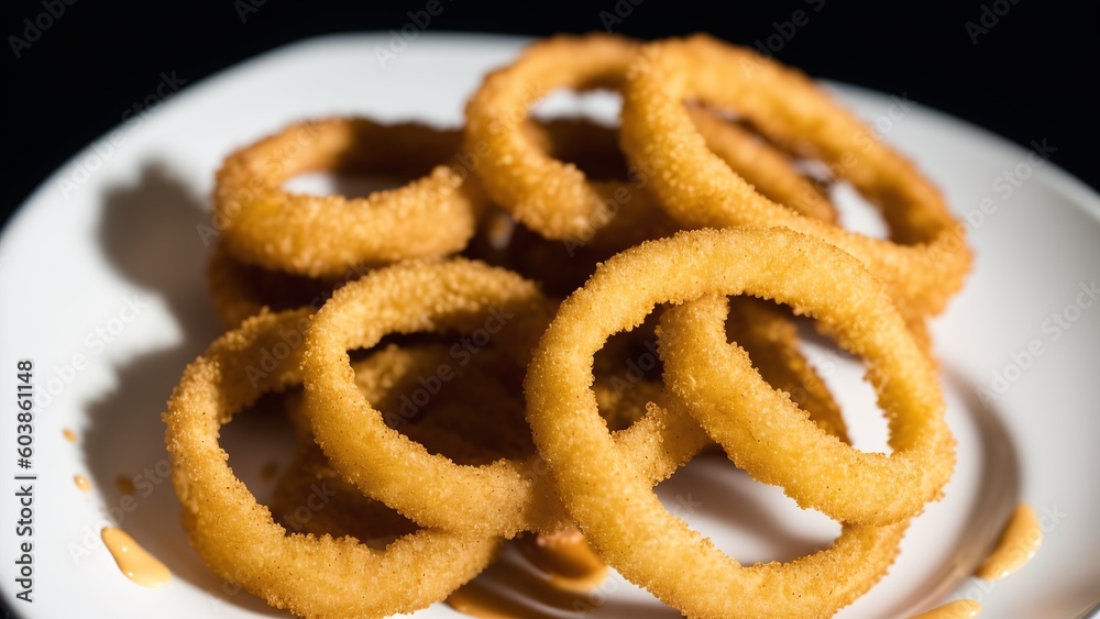 An Inspiring Image Of A Plate Of Onion Rings On A Table AI Generative An Inspiring Image Of A Plate Of Onion Rings On A Table AI Generative