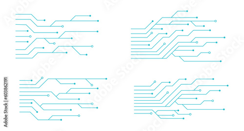 Set of printed circuit board. Abstract futuristic circuit board. Hi tech digital circuit board. Futuristic technology design elements. Vector illustration